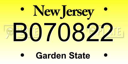 B070822 New Jersey License Plate