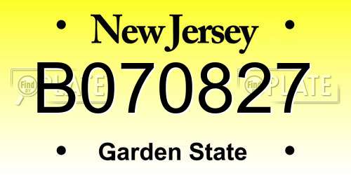 B070827 New Jersey License Plate
