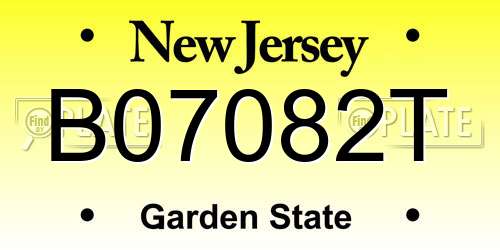 B07082T New Jersey License Plate