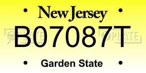 B07087T New Jersey License Plate