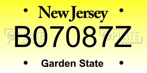 B07087Z New Jersey License Plate