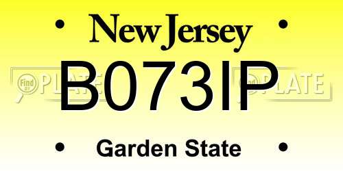 B073IP New Jersey License Plate