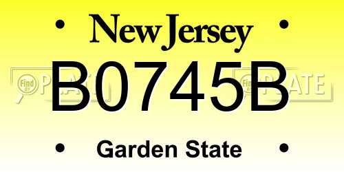 B0745B New Jersey License Plate