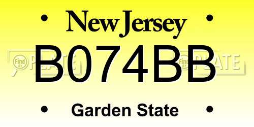 B074BB New Jersey License Plate
