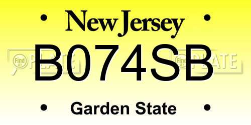 B074SB New Jersey License Plate