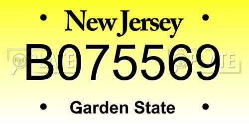 B075569 New Jersey License Plate