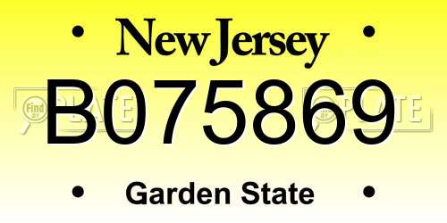 B075869 New Jersey License Plate