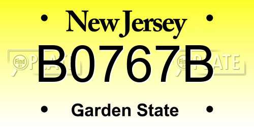 B0767B New Jersey License Plate