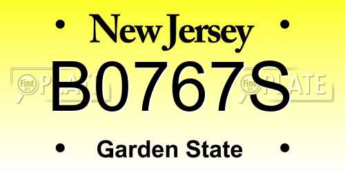 B0767S New Jersey License Plate