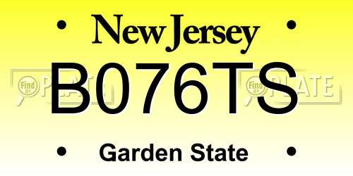 B076TS New Jersey License Plate