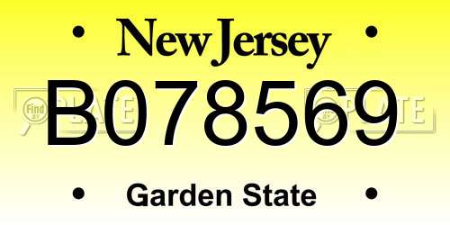 B078569 New Jersey License Plate