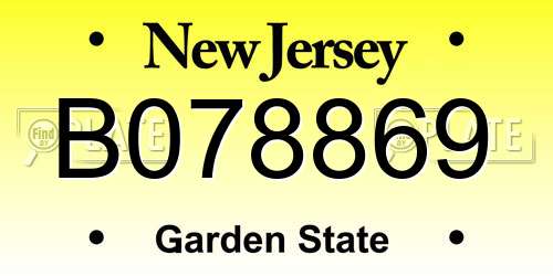 B078869 New Jersey License Plate