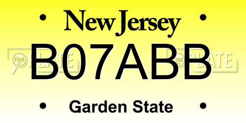 B07ABB New Jersey License Plate