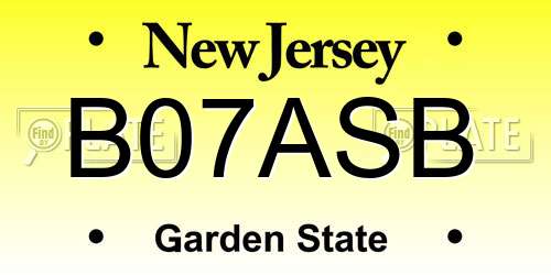 B07ASB New Jersey License Plate