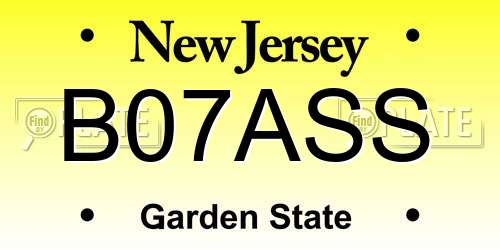 B07ASS New Jersey License Plate