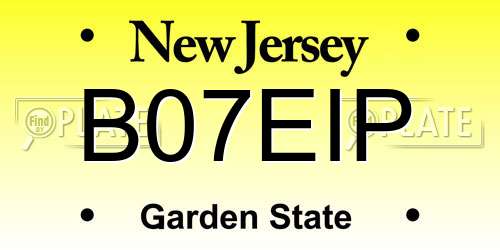 B07EIP New Jersey License Plate