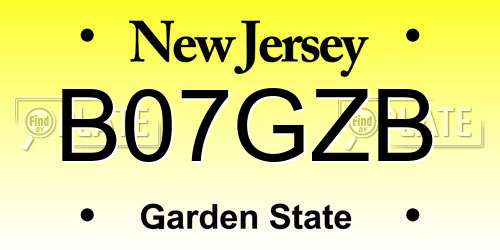 B07GZB New Jersey License Plate
