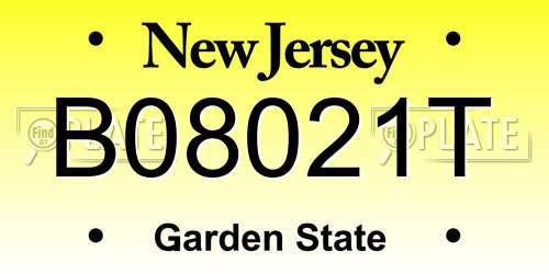 B08021T New Jersey License Plate