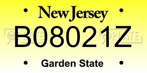 B08021Z New Jersey License Plate