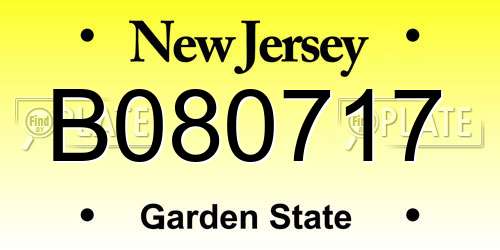 B080717 New Jersey License Plate