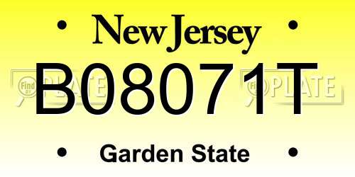 B08071T New Jersey License Plate