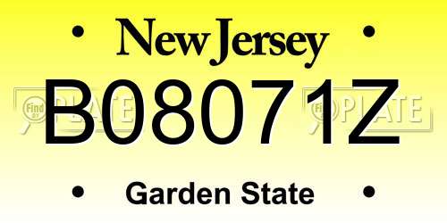 B08071Z New Jersey License Plate