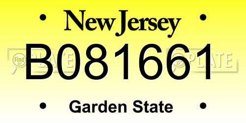 B081661 New Jersey License Plate