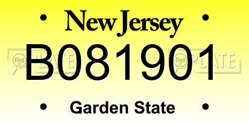 B081901 New Jersey License Plate