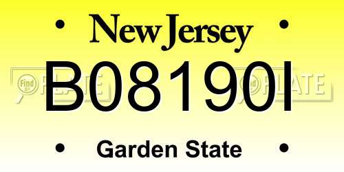 B08190I New Jersey License Plate
