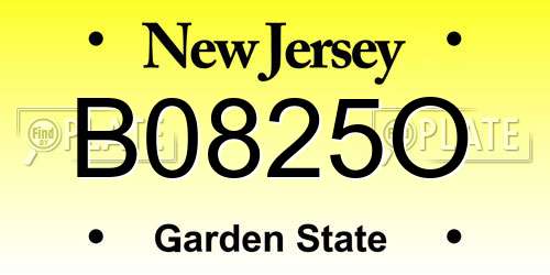 B0825O New Jersey License Plate