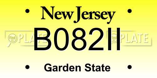 B082II New Jersey License Plate