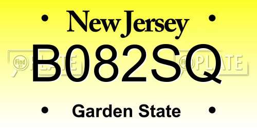 B082SQ New Jersey License Plate