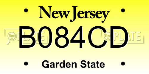 B084CD New Jersey License Plate