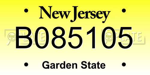 B085105 New Jersey License Plate