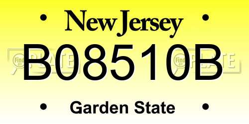 B08510B New Jersey License Plate