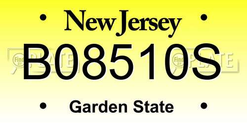 B08510S New Jersey License Plate