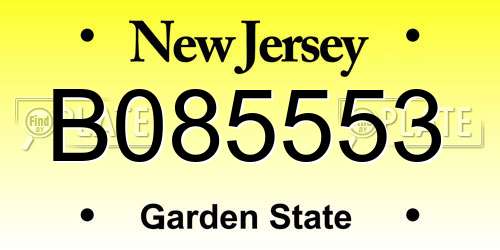 B085553 New Jersey License Plate