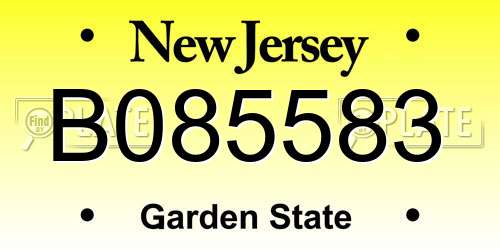 B085583 New Jersey License Plate