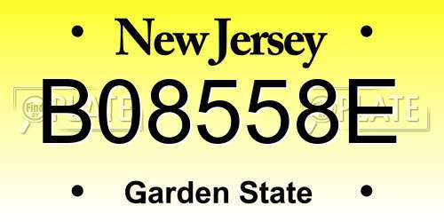 B08558E New Jersey License Plate
