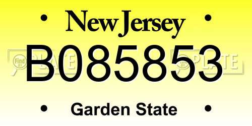 B085853 New Jersey License Plate