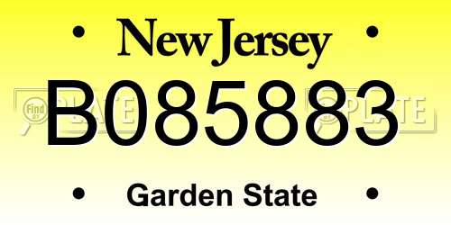 B085883 New Jersey License Plate