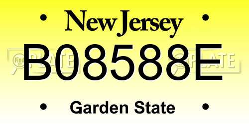 B08588E New Jersey License Plate