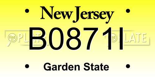 B0871I New Jersey License Plate
