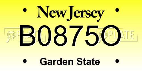 B0875O New Jersey License Plate