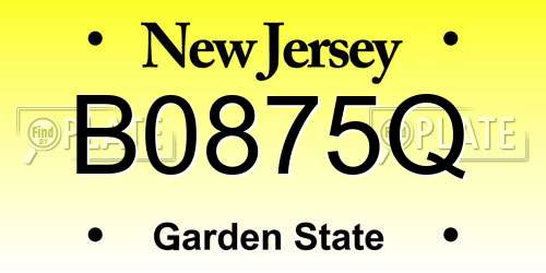 B0875Q New Jersey License Plate