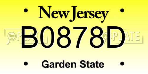 B0878D New Jersey License Plate