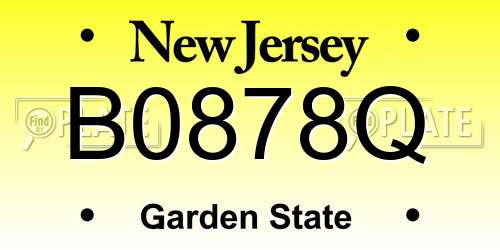 B0878Q New Jersey License Plate