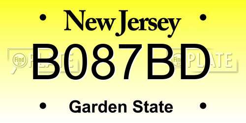 B087BD New Jersey License Plate