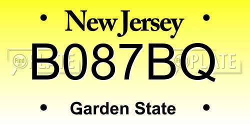 B087BQ New Jersey License Plate