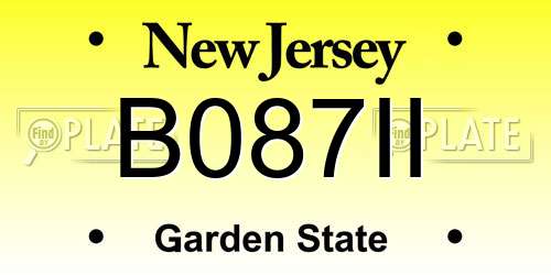 B087II New Jersey License Plate